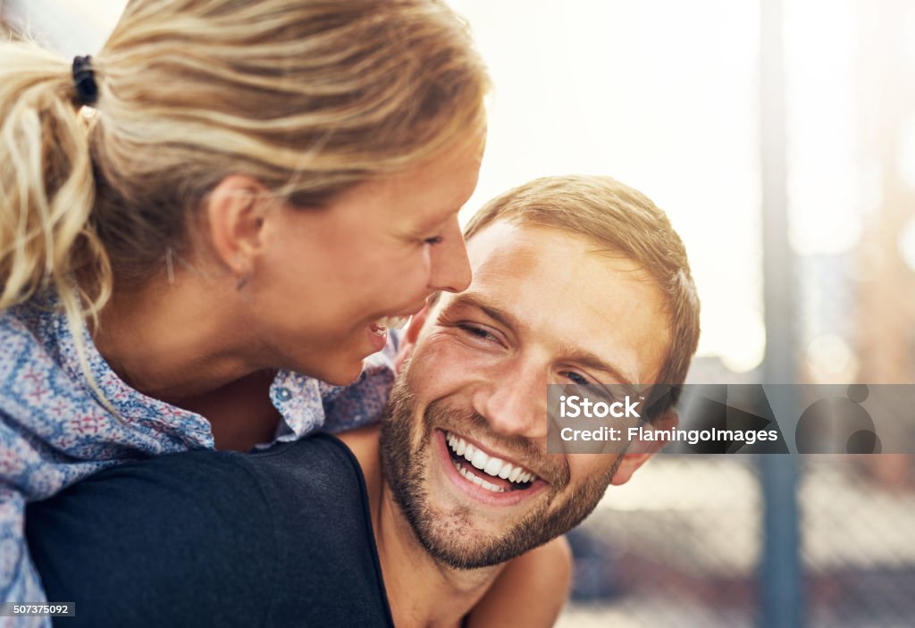 Closeup, Loving Couple Closeup, Loving Couple, Blonde Woman and Beautiful Man Close-up Stock Photo