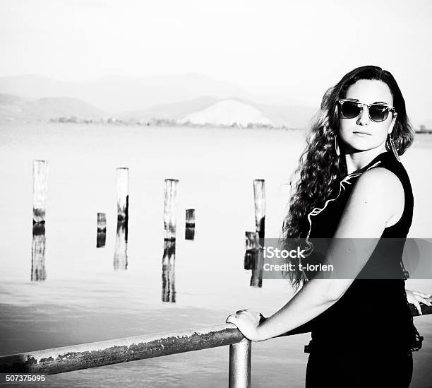 Young Woman By Lake Stock Photo - Download Image Now - 20-29 Years, Adult, Apennines