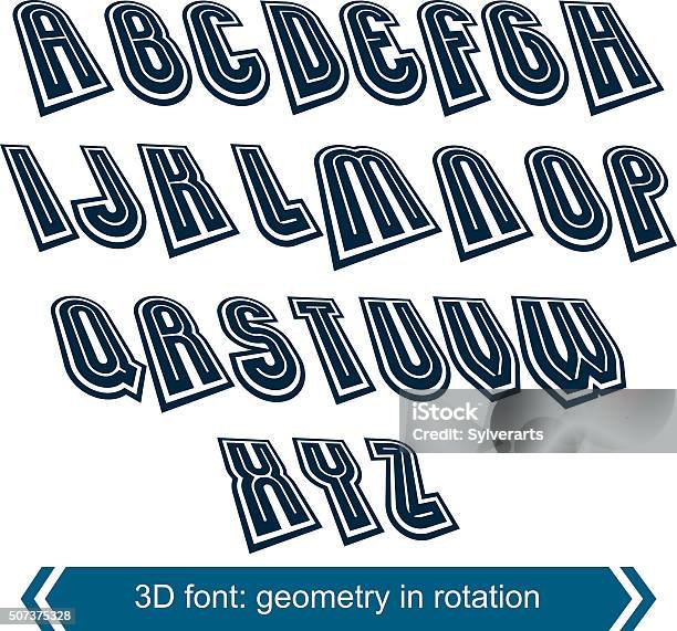 Rotated Letter Outline Rotated Vector Font Monochrome Lined Letters Set Stock ...
