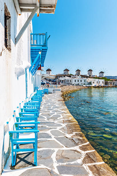 Little Venice on Mykonos Island stock photo