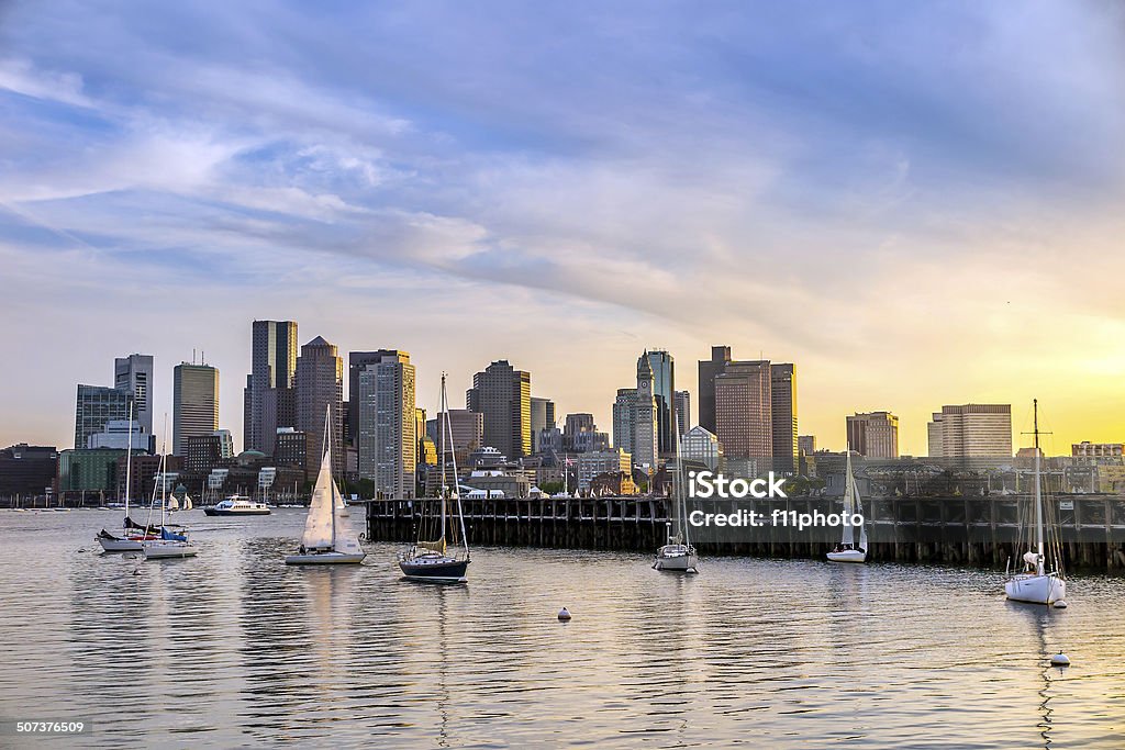 Boston skyline Boston city skyline view from East Boston Boston - Massachusetts Stock Photo