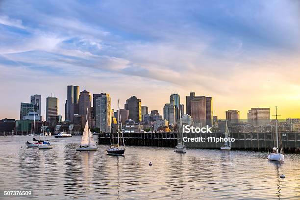 Boston Skyline Stock Photo - Download Image Now - Boston - Massachusetts, Summer, Sailboat