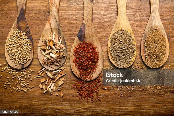 Spices On Spoon Stock Photo - Download Image Now - Allspice, Asia, Asian Culture