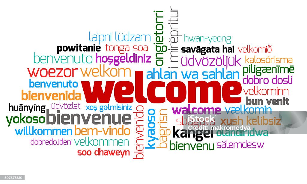 Different Welcome Other Language Welcome Sign Stock Photo