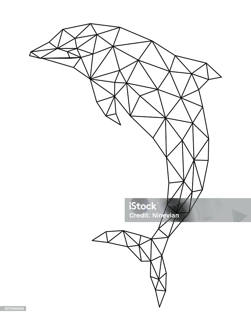 polygonal dolphin silhouette Decorative polygonal dolphin silhouette. vector illustration background. Dolphin stock vector