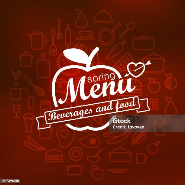 Spring Menu Signage Spring Menu Label Design Vector Lineart Concept Stock Illustration ...