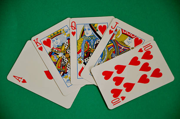 istock Winning Poker Royal Flush Hand on Green Baize 507396740