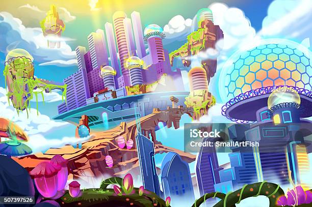 Creative Illustration And Innovative Art Future City Stock Illustration -  Download Image Now - iStock