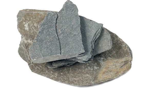 образец черный синевато-серый камень - foliation стоковые фото и изображения