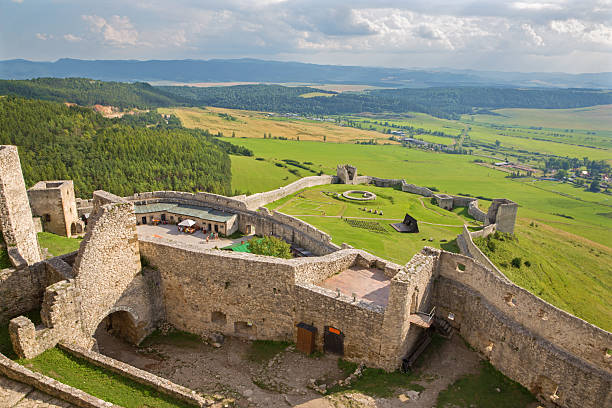 Spissky castle - Look from tower to south and courtyards
