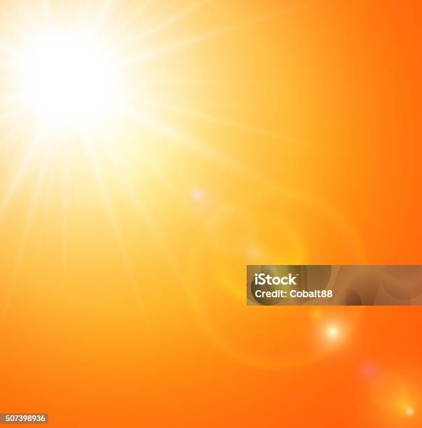 Summer Natural Background Stock Illustration - Download Image Now - Backgrounds, Orange Color, Sun