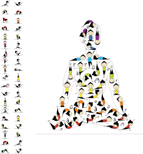 istock Yoga lotus pose made from asanas for your design 507399126