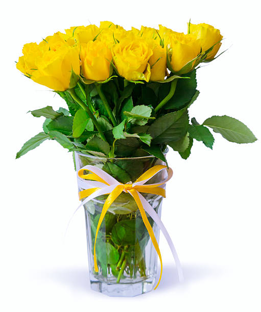 istock Bouquet of yellow roses isolated on white. 507401030
