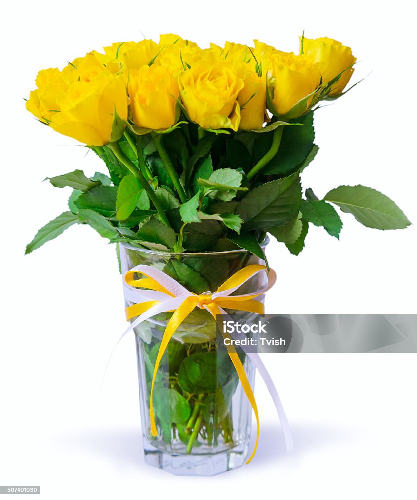 Bouquet of yellow roses isolated on white. Bouquet Stock Photo
