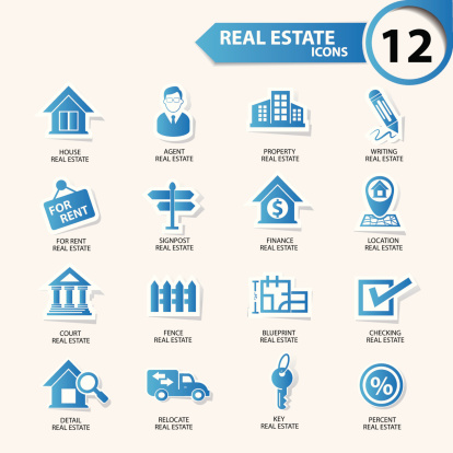 Real estate icons,Blue version,vector