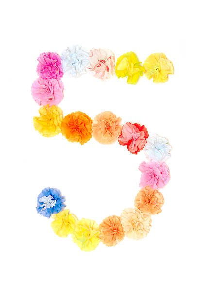 istock Number 5 alphabet flowers made from paper craftwork 507402098