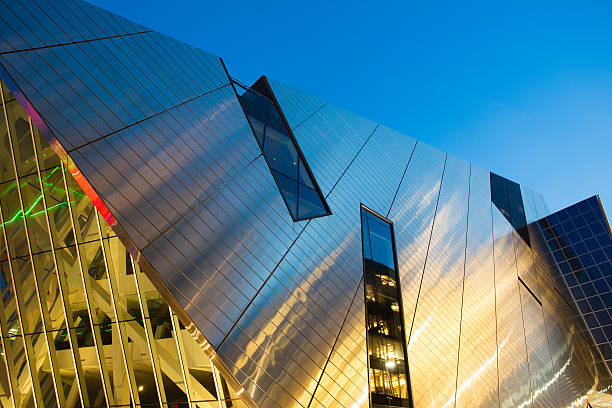 Detail of Grand canal theatre in Dublin Grand Canal Theatre building in the evening. theatre building stock pictures, royalty-free photos & images