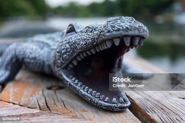 Plastic Alligator Toy Macro Of Snapping Jaws And Teeth Stock Photo - Download Image Now