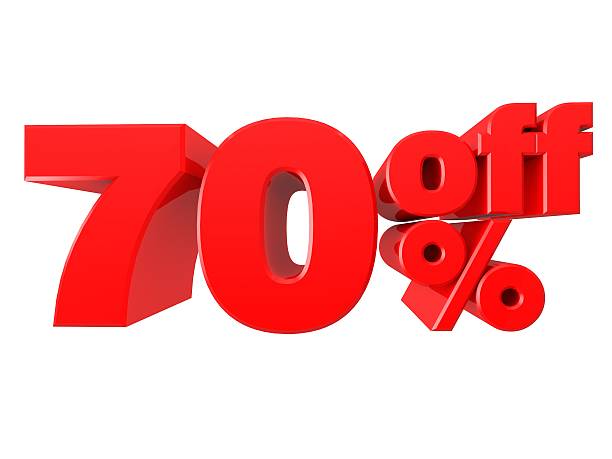 istock 70% Off Promotional Sign Isolated on white background 507419656