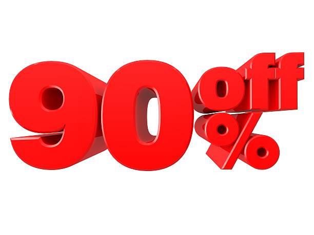 istock 90% Off Promotional Sign Isolated on white background 507419710