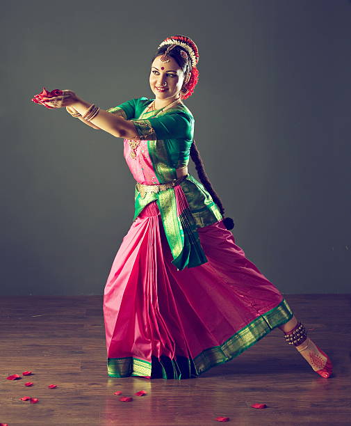 Emotional gestures of indian dance kuchipudi. Girl, dressed in traditional national costume, dancing classical indian dance Kuchipudi. Emotional gestures of indian dance kuchipudi. bharatanatyam dancing stock pictures, royalty-free photos & images