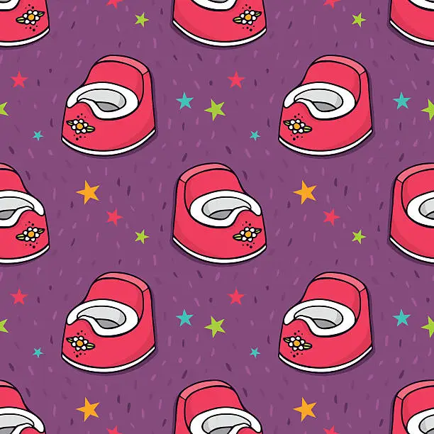 Vector illustration of Vector seamless pattern with baby potty