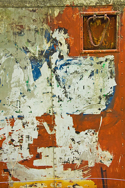 istock Decayed metal paintwork, part of an abandoned industrial container 507424840
