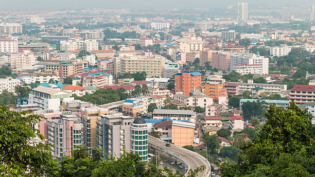 istock Building and skyscrapers bird eye view from the view point 507424870