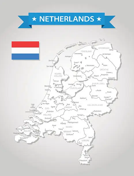 Vector illustration of Netherlands - old-fashioned map - Illustration