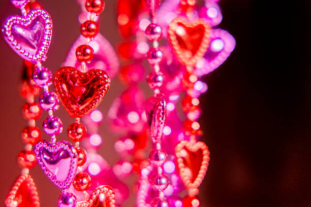 Hearts det pearls of red, purple colors.