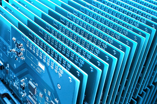 istock row of blue communication circuit board closeup 507428493