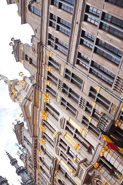 Facade of guildhouse Maison des Ducs des Brabants in Brussels on square Grand Place