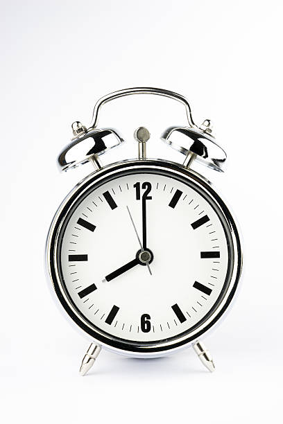 istock Metal Alarm clock, work & wake up time, white background 507430737