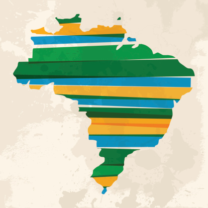 Colorful abstract Brazil map with striped. EPS10 vector with transparency organized in layers for easy editing.