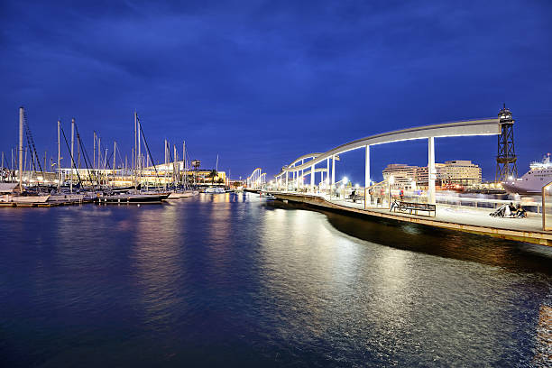 istock Night view of the Rambla de Mar in Barcelona 507432013