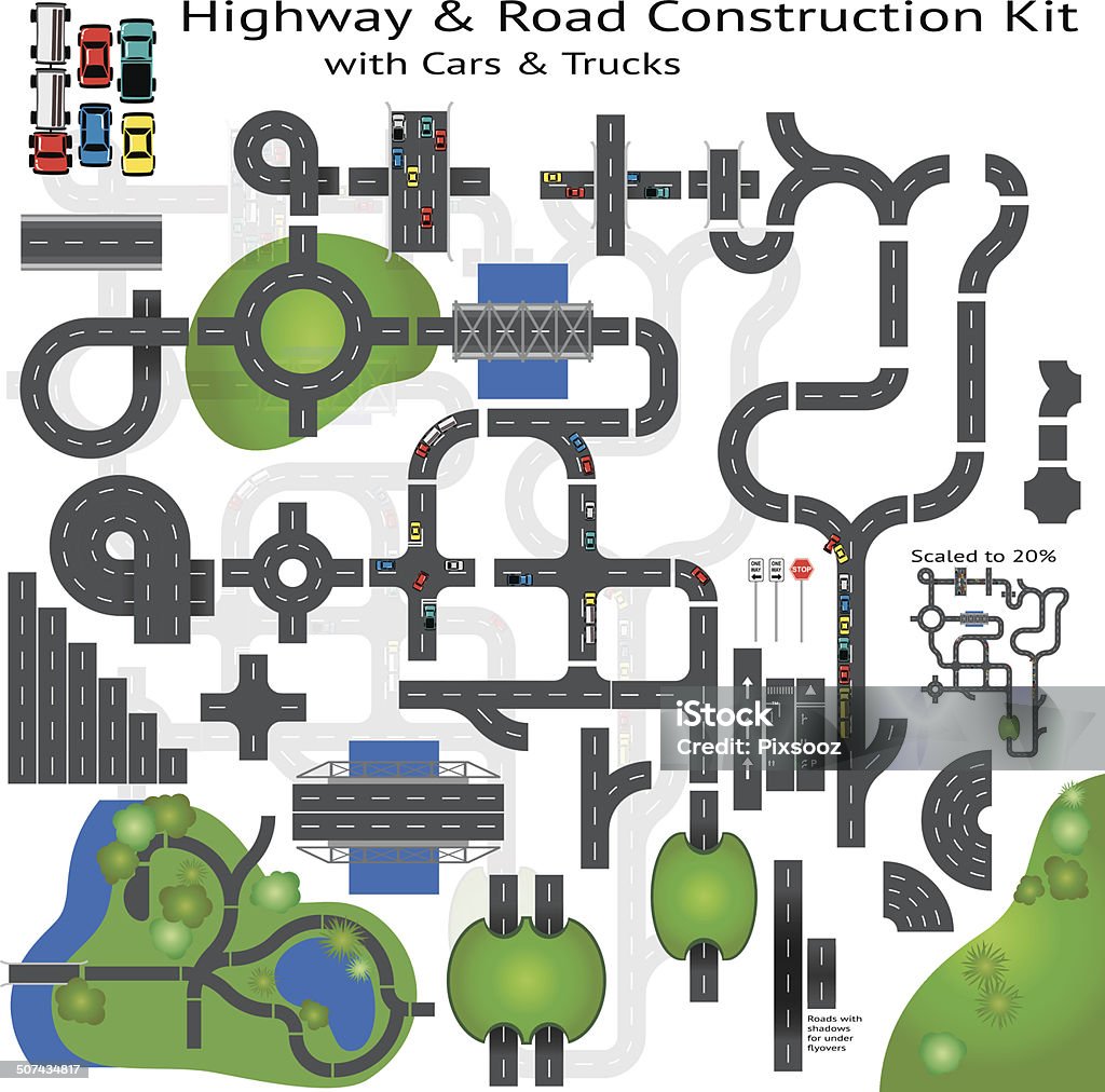 Construcción de carretera - arte vectorial de Vía libre de derechos