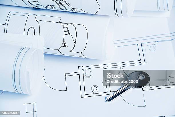 Blueprints House Stock Photo - Download Image Now - Architect, Architecture, Backgrounds