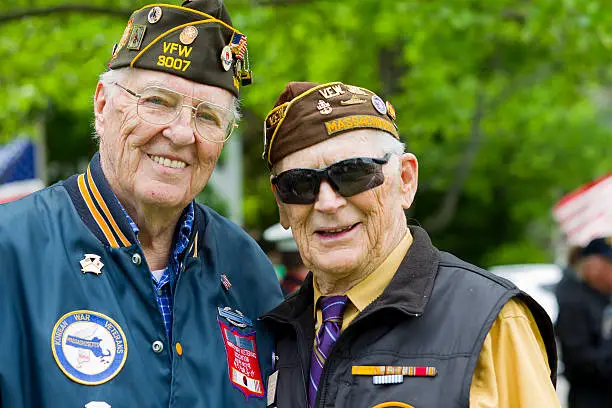 Veterans of World War II at a Memorial Day service.