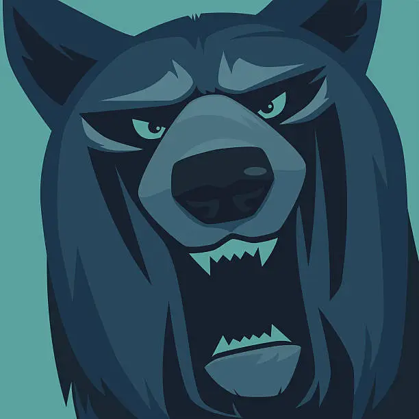 Vector illustration of angry wolf roaring