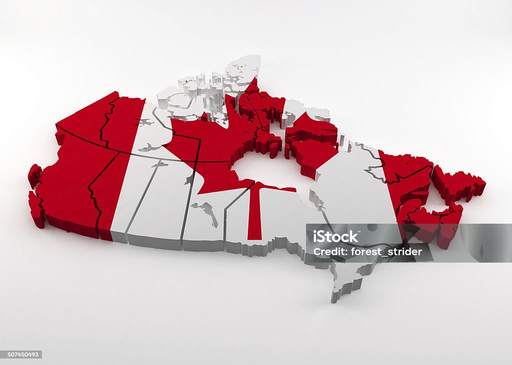 Map of Canada in Canadian flag colors Map of Canada with flag Canadian Flag Stock Photo