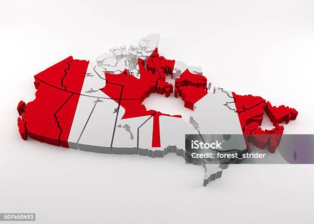 Map Of Canada In Canadian Flag Colors Stock Photo - Download Image Now - Canadian Flag, Map, Canada