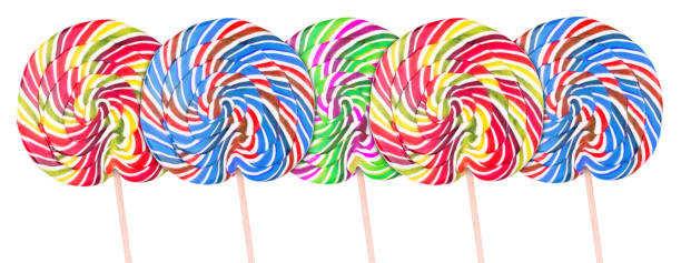 Bright colorful lollipop over white background