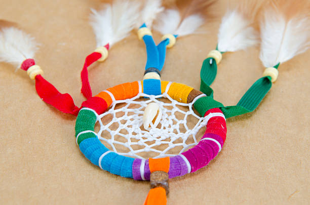 Dream-catcher on the vintage brown background