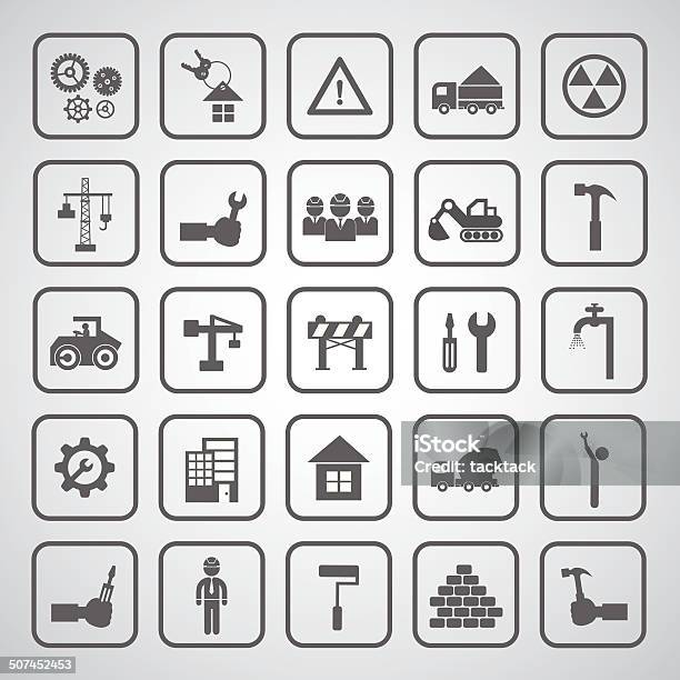 Construction Icons Set Stock Illustration - Download Image Now - Architect, Architecture, Axe