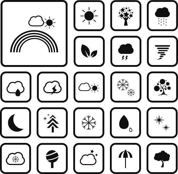 ilustrações de stock, clip art, desenhos animados e ícones de ícone do tempo definido - weather climate cyclone icon set