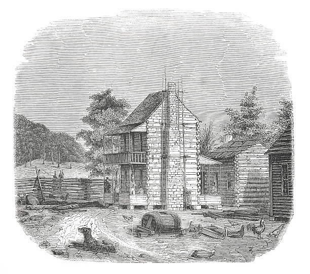istock American farm in the state of Virginia (antique engraving) 507453479