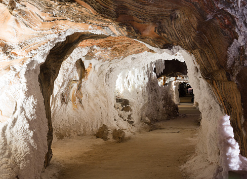 Inside view of corridor at abandoned salt cave
