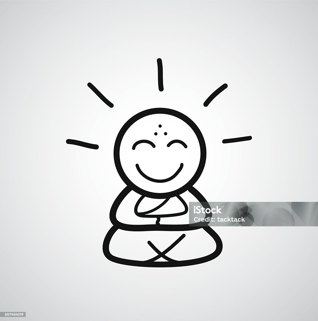 monk cartoon sketch monk cartoon hand drawn sketch Meditating stock vector