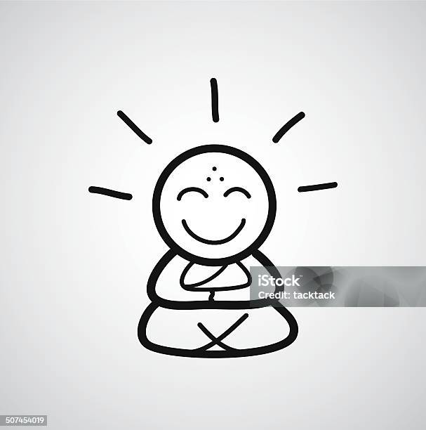 Monk Cartoon Sketch Stock Illustration - Download Image Now - Meditating, Monk - Religious Occupation, Adult