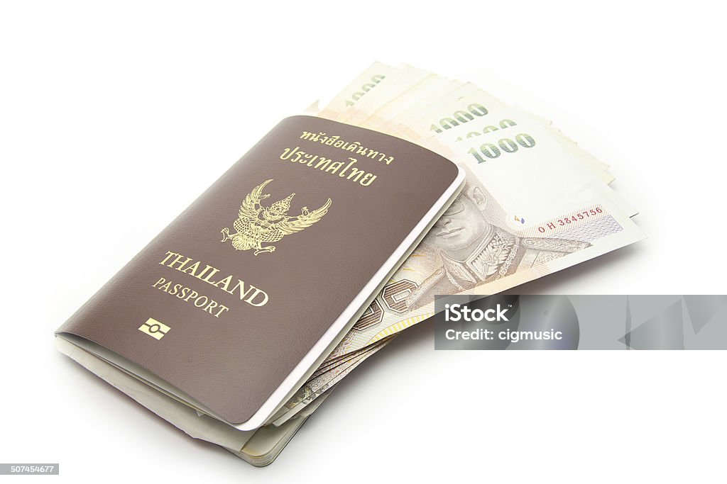 Thailand passport with money Authority Stock Photo